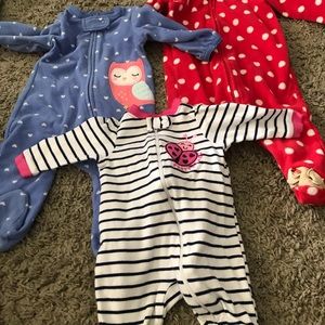 SOLD 💗Baby girl pajamas footed lot bundle